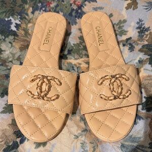 Chanel Tan Quilted Women's Sandals
